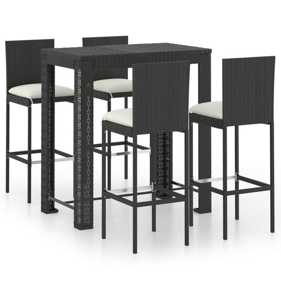 vidaXL Patio Bar Set Outdoor Bistro Set Bar Stool Bistro Table Poly Rattan