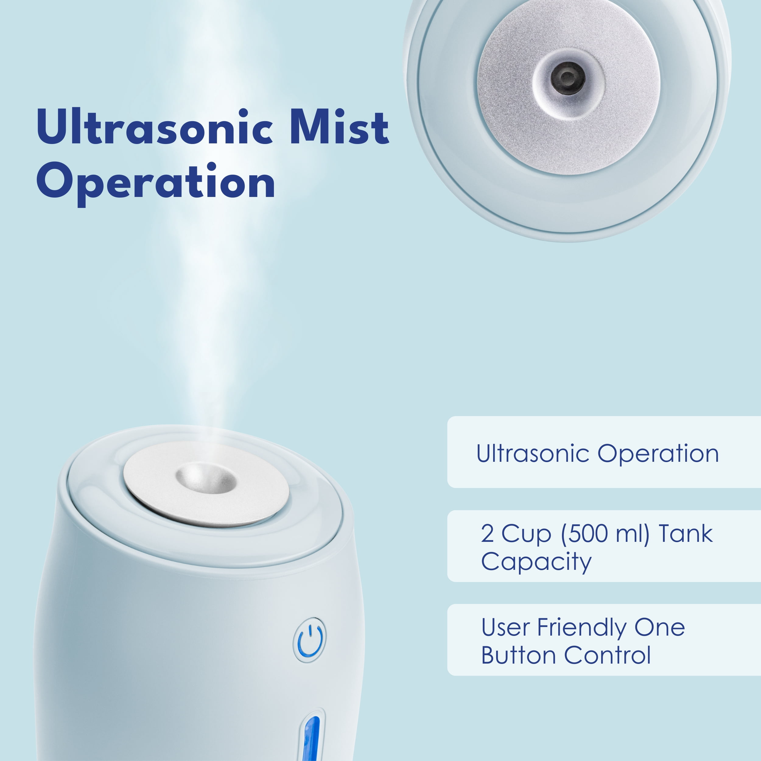 LivePure LP250 Aqua Glo Portable Cool Mist Humidifier. Mint Blue