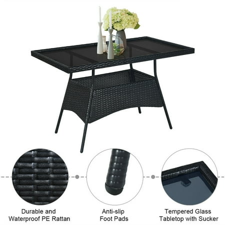 Costway 5pcs Patio Rattan Dining Set Cushioned Chair Table W Glass Top Garden Furniture Canada - Patio Table Glass Pads Costway 5pcs Patio Rattan Dining Set Cushioned Chair Table W Glass Top Garden Furniture Canada - Patio Table Glass Pads