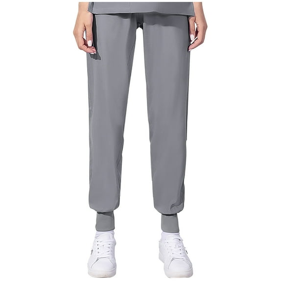 Yuanlook Women's Sweatpants Cinch Bottom Athletic Joggers Solid Color Loose Lounge Pants with Pockets - Gray - L