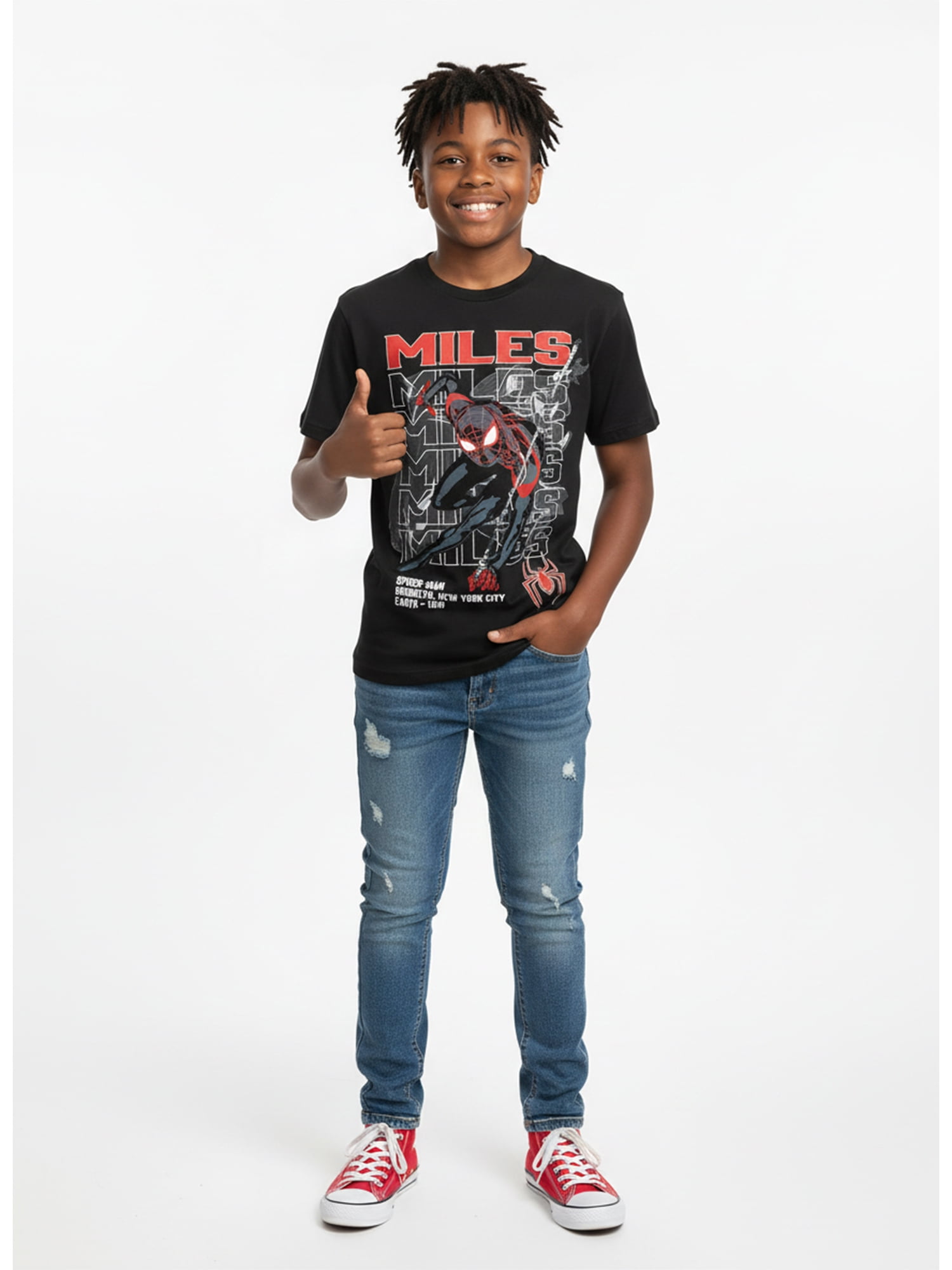 Spider-Man, Boys' & Big Boys', Miles Repeated, Short Sleeve, Graphic T-Shirt, Sizes 4-18