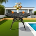 thumbnail image 3 of 48" Outdoor Dining Table Round Patio Table Powder-Coated Cast Aluminum Frame for Garden with Umbrella Hole (Bronze), 3 of 6
