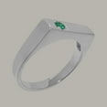 thumbnail image 3 of LBG British Made 14k White Gold Real Genuine Emerald Mens Band Ring - 33 size options - Size 8.25, 3 of 6