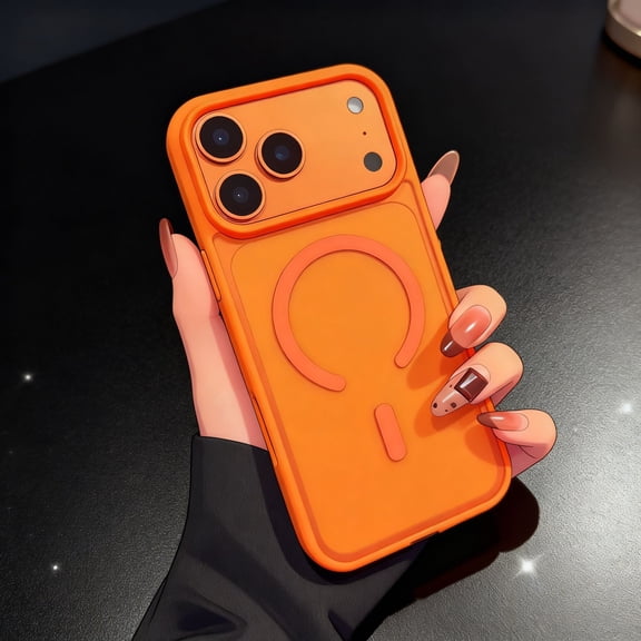 For iPhone 12 Pro Max Phone Case,Compatible with Mag-Safe,Matte Translucent Back Design,Ultra Slim Shockproof Anti-Scratch Anti-fingerprint Anti-fall Drop Protection,Durable Phone Case,Orange