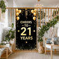 thumbnail image 5 of Golden Cheers to 21 Years Celebration Backdrop with Balloons Streamers Stars Photography Props Party Banner Decorations Birthday Supplies, 5 of 8