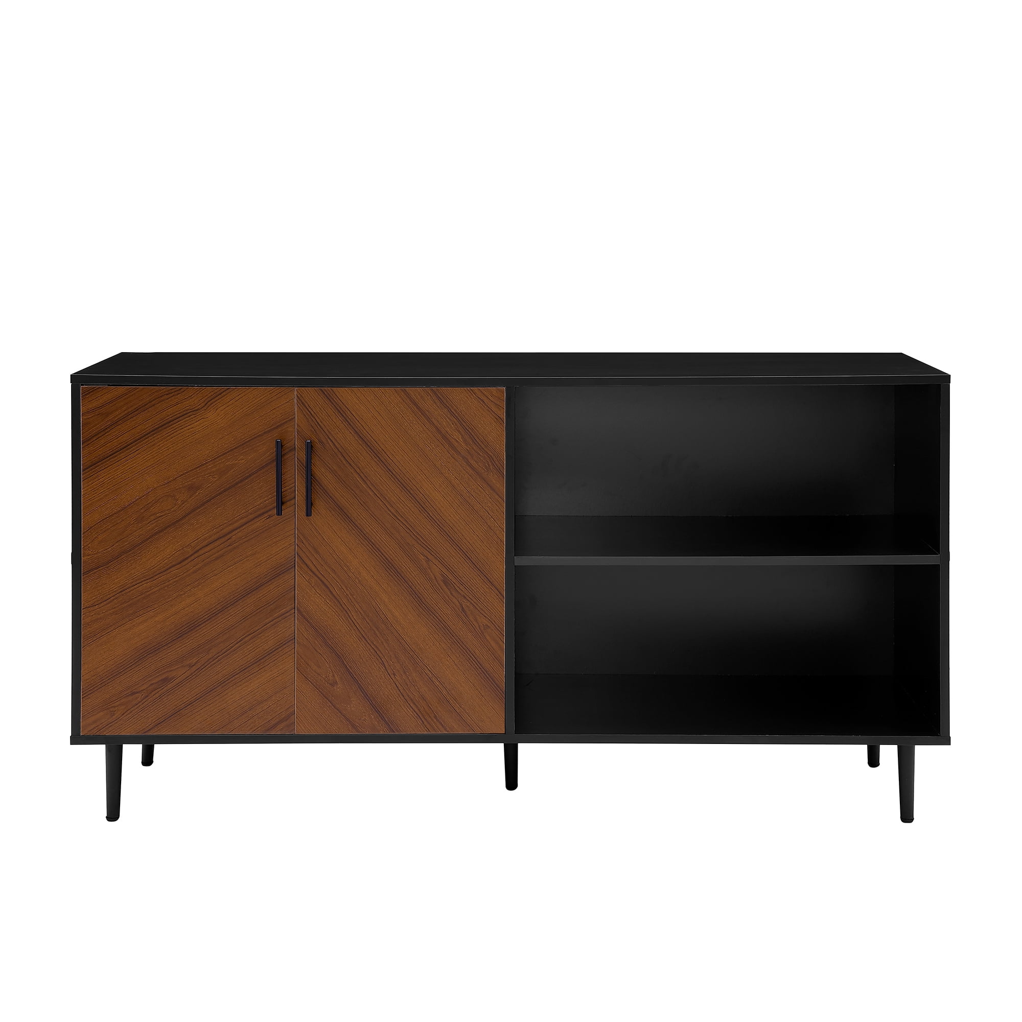 Walker Edison Asymmetrical Bookmatch TV Stand for TVs up to 65", Black