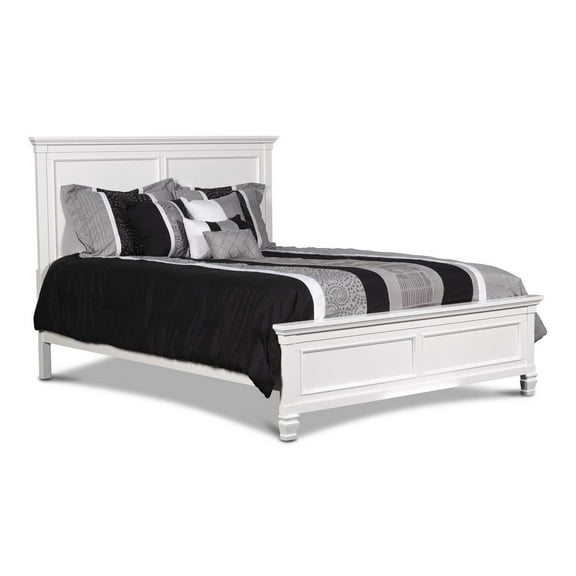 New Classic Furniture Tamarack Wood King Size Panel Bed in White