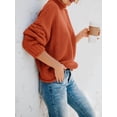 thumbnail image 4 of Fall Winter Women Long Sleeve Cable Knit Sweater Batwing Turtleneck Pullover, 4 of 6