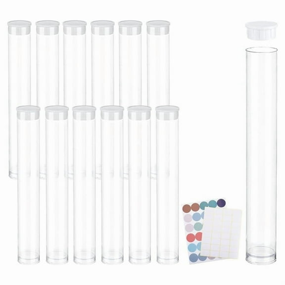 20 Pack Clear Plastic Tube Empty Storage Tubes with Lid 5 Inch Long Round Tubes Transparent Tube Container Test Tube