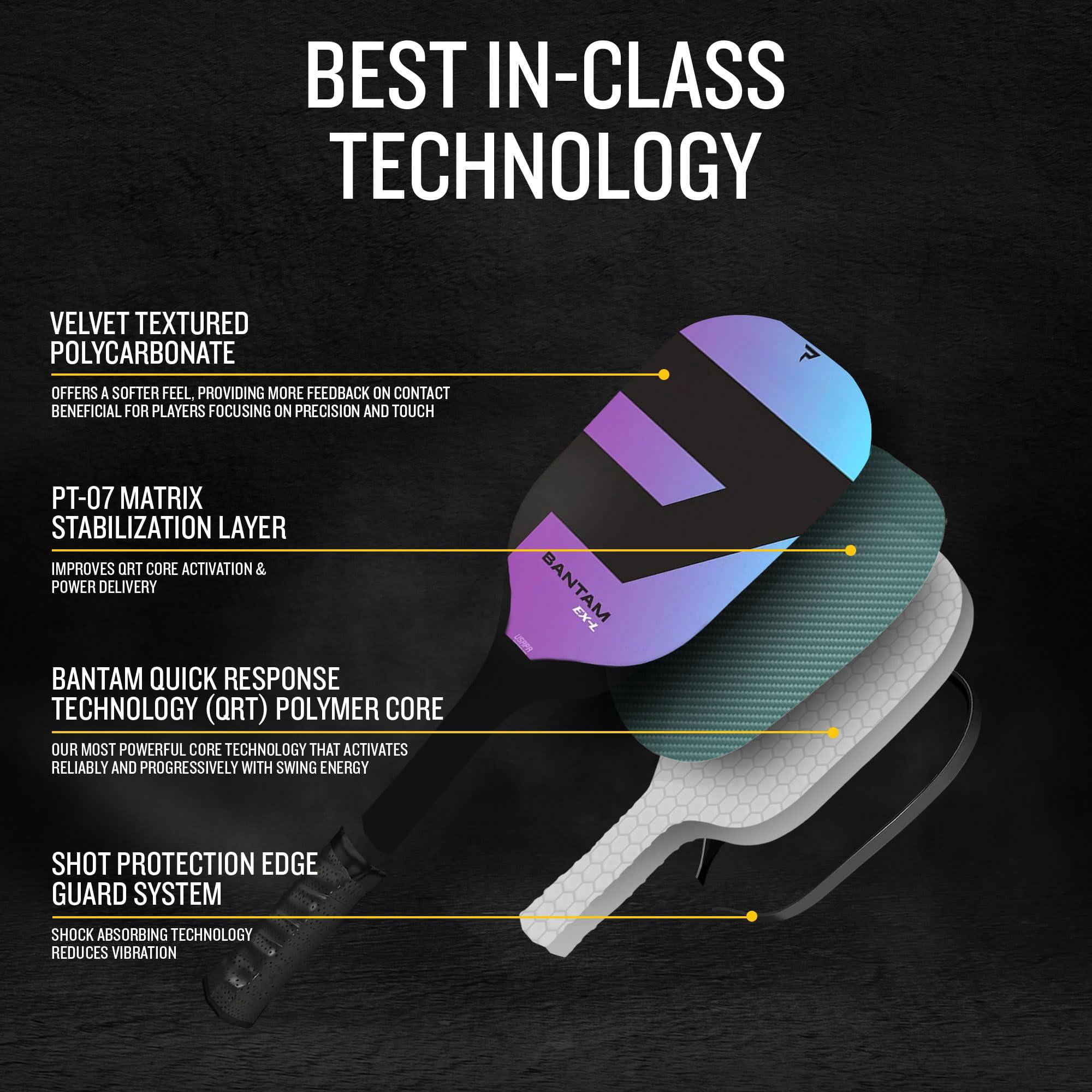 Bantam Ex-l Pickleball Paddle | Professional Paddles With Core  Polycarbonate Surface Bantom Polycore & High Tack Performance Grip Usapa Approved