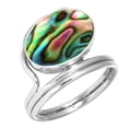 thumbnail image 1 of 925 Sterling Silver Ring For Women - Men Multicolor Natural Abalone Shell Gemstone Silver Ring Size 12 Boho Silver Ring Size 12 Halloween Gift For Mom Gemstone 925 Silver Jewelry, 1 of 6