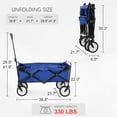 thumbnail image 2 of Garden Cart Folding Wagon Garden Cart Collapsible Wagon with Adjustable Handle &360°Universal Wheels for Garden Camping Shopping Beach (Blue), 2 of 9