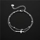 thumbnail image 4 of Pulsera de 2 cruces religiosas en plata de ley para mujer, regalo clásico de bautismo para hermana, madre, abuela, hija, 4 of 5