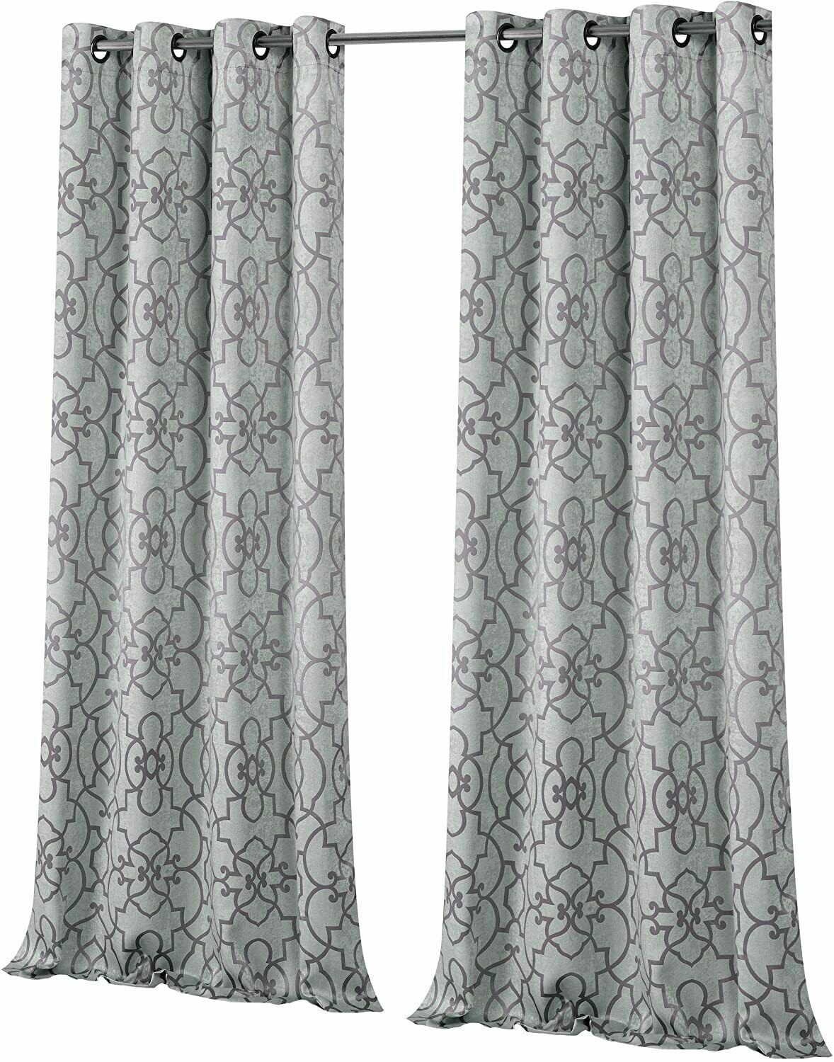 Kate Aurora Living 2 Pack Palladian Lattice Heavy Duty Thermal Room Darkening Curtain Panels - Purple, 84 in. Long