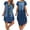 Blue, variant on Pntutb Dresses for Women,Summer Casual V Neck Denim Long Party Short Sleeve Swing Dress