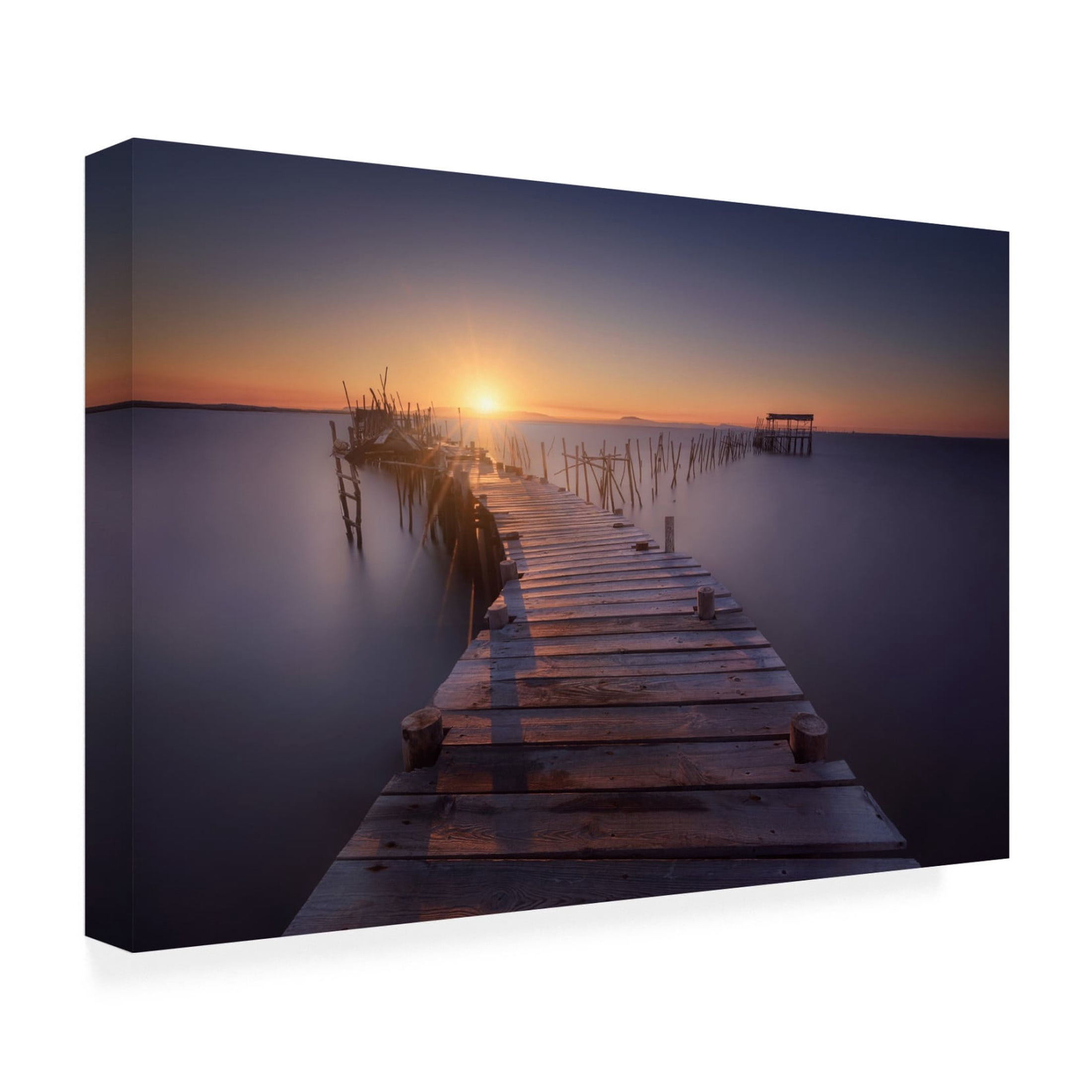 Canvas Wall Art - Ivan Ferrero 'The Last Dock' Wall Art for Living Room, Bedroom, or Office Décor by Trademark Fine Art - 32 x 22 Inches