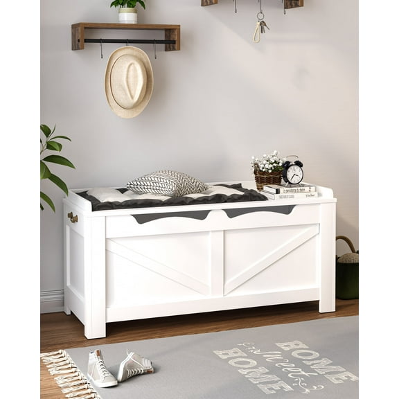 Hzuaneri 39.4" Storage Bench,Lift-Top Storage Trunk, Toy Box Chest, White SB04503X