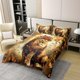 thumbnail image 2 of 3D Lion Funda Nórdica Queen Size 3 Pcs Retro Red Rose Autumn Maple Leaves Bedding, 2 of 7