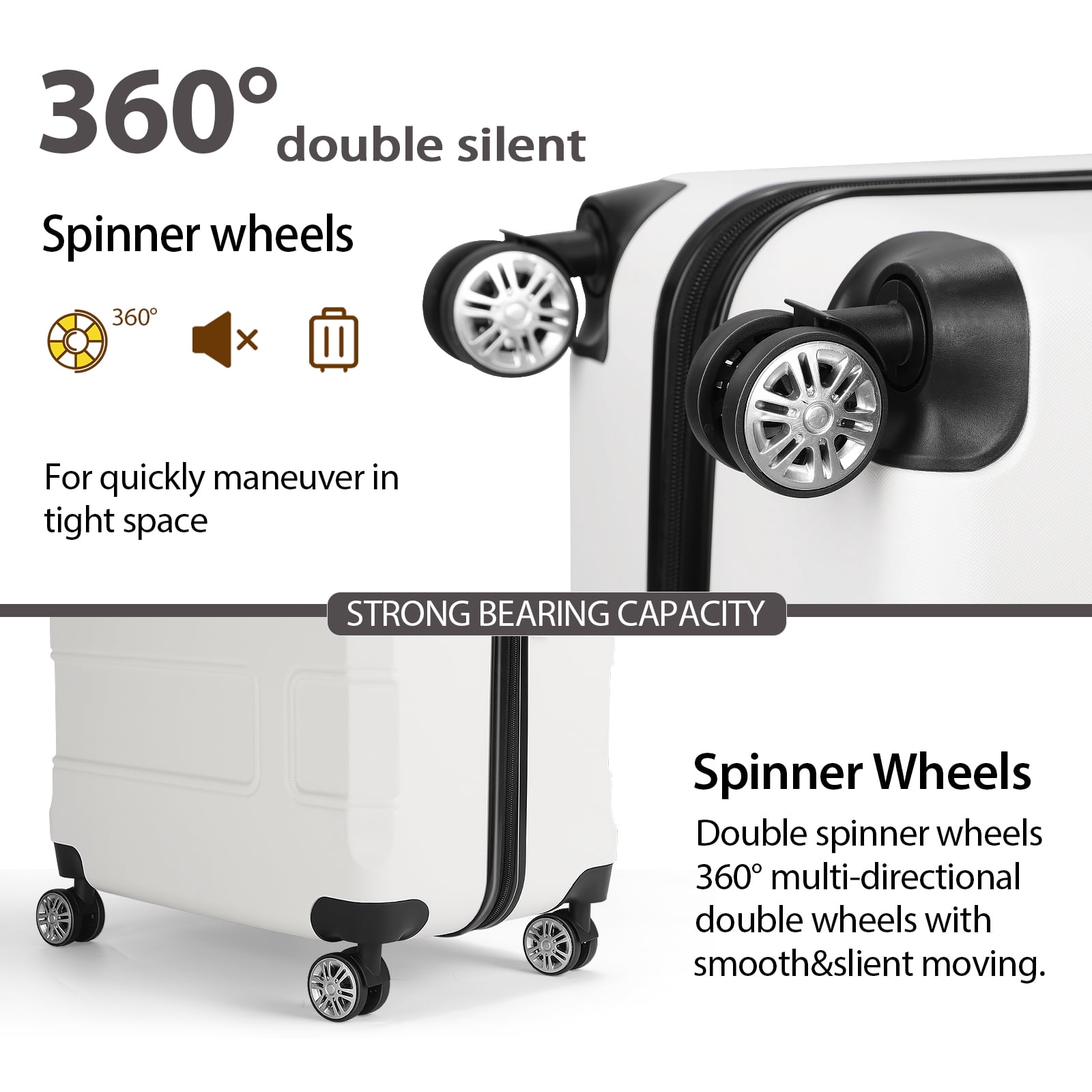 Luggage 3-Pieces Set Travel Rolling Wheels with TSA lock Lvory 20"24"28"
