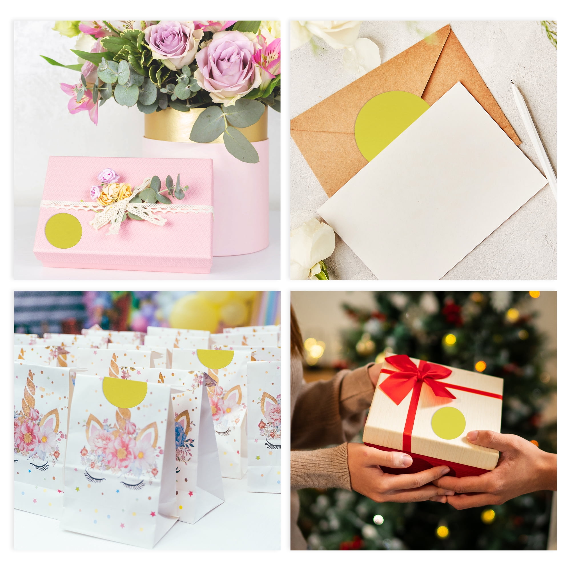 Unique Bargains Mall Large Round Dots Gift Stickers 6PCS Yellow