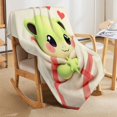 thumbnail image 6 of NIANHE Frog Bath Towel blanket, printed design, winter sofa dormitory home decoration, must-have travel product. Size is 50x60 inches., 6 of 8