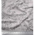 thumbnail image 1 of Soimoi Gray Heavy Canvas Fabric Flower Watercolor Fabric Prints by Yard 58 Inch Wide, 1 of 3