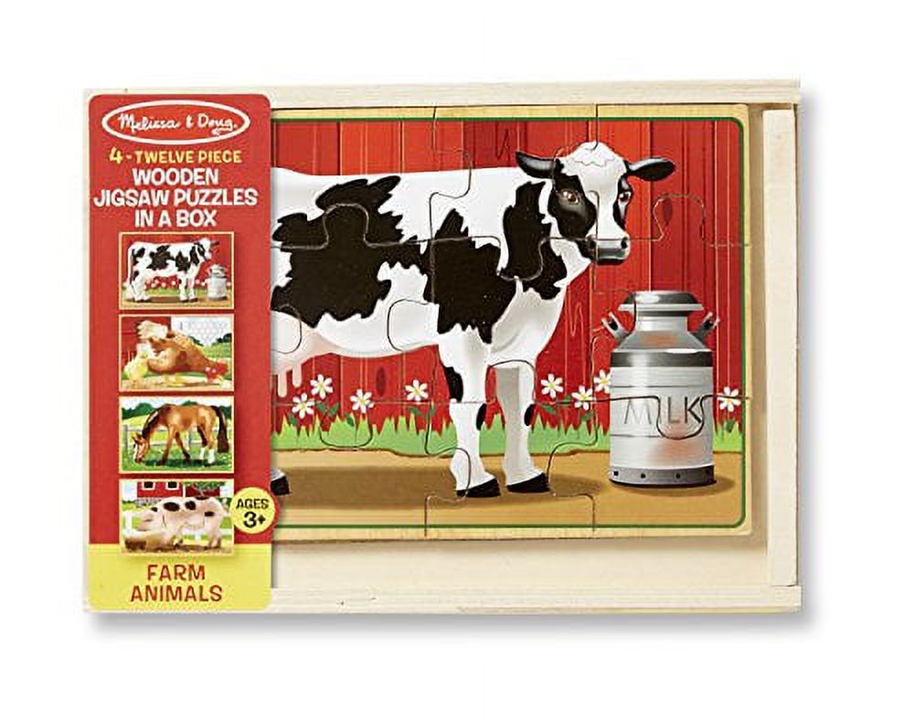 Melissa & Doug Farm 4-in-1 Wooden Jigsaw Puzzles in a Storage Box (48 pcs total) - image 2 of 3