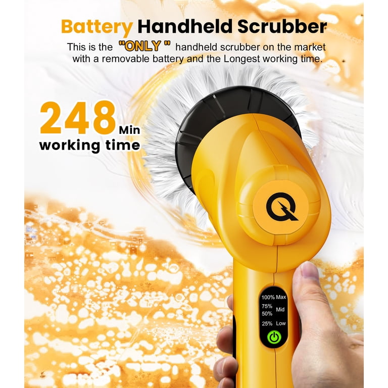 Barumi SpinBright Pro – Spazzola Elettrica Rotante Senza Fili Per Pulizia Profonda, Con 8 Testine, Batteria 4000 MAh, Manico Estensibile