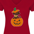 thumbnail image 4 of Inktastic Halloween Dachshund in Pumpkin Women's V-Neck T-Shirt, 4 of 5