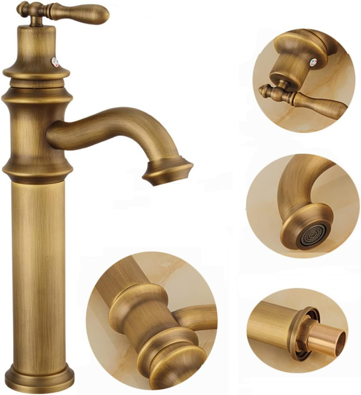 Vintage Bathroom Faucet, Brass Sink Faucet Bathroom, Hot and Cold Sink Mixer Tap Faucet, Single Hole Single Handle Bathroom Sink Faucet, Black