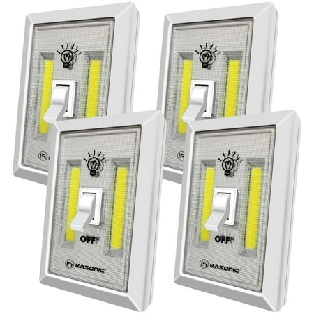 LED Night Light, Costech 200 Lumen Cordless COB LED Light Switch, Under Cabinet, Shelf, Closet, Garage, Kitchen, Stairwell and More Operated (4 Pack)