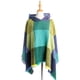 thumbnail image 1 of Capa con capucha a cuadros para mujer, poncho, capa con capucha, chal con borlas, 1 of 5