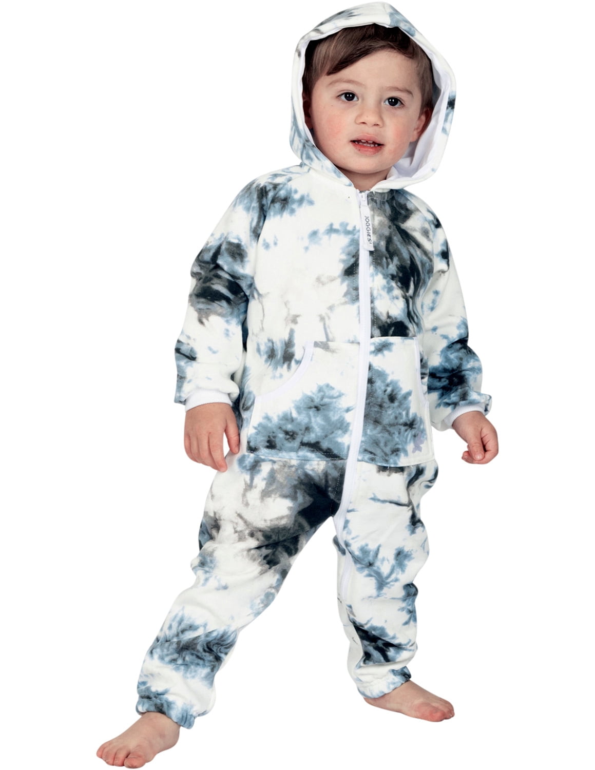 Joggies - TieDye Black Infant Footless Hoodie One Piece - Infant - XLarge (Fits 12-18mos.)