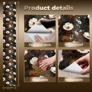 Boho Peel and Stick Wallpaper Whimsical Botanical Linework Flowers Soft Glow Artwork Wall Mural 17.7in x 9.8ft Self Adhesive Flower Contact Paper Botanical Decor for Bathroom Vinyl