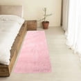 thumbnail image 4 of PLAYDEVMO Faux Sheepskin Area Rug 24x59 Inch Soft Shaggy Carpet for Bedroom Living Room - Plush Floor Mat Non-Slip Backing Tan Color Home Decor, Pink, 4 of 6