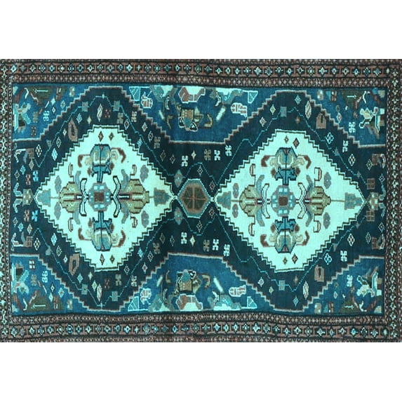 Ahgly Company Indoor Rectangle Persian Light Blue Traditional Area Rugs, 2' x 4'