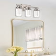 thumbnail image 2 of Melucee 5CCT Dimmable LED Brushed Nickel Vanity Lights 3-light, Modern Vanity Lighting Fixtures with Crystal Light Columns and Clear Glass for Bathroom Bedroom, 2 of 6