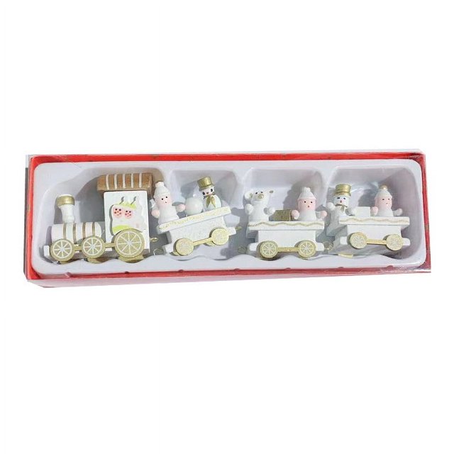 Adornos navideños de escritorio, creativos, de madera, de cuatro secciones, pequeños trenes, productos de madera, ensamblaje, pequeños regalos