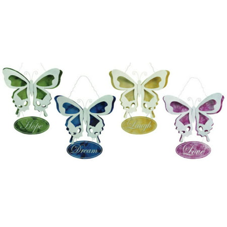 UPC 746427461757 product image for 4 Pack Tin Butterfly Inspirational Plaques (Love/Laugh/Hope/Dream) 24