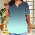 thumbnail image 2 of Plus Size Tops for Women Summer Casual V Neck Short Sleeve T-Shirts Loose Comfortable Gradient Tee (3XL, Army Green), 2 of 6