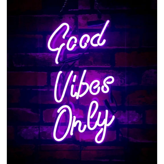 Queen Sense 14" Good Vibes Only Neon Sign Acrylic Man Cave Handmade Neon Light 114GVOPPV5A