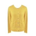 thumbnail image 5 of VISALY Cropped Cardigan Cardigan with Pockets Women's Knit Cardigan Sweaters Casual Long Sleeve Open Front Button Up Ribbed Fall Sweater Jackets Crewneck Cardigan Business Casual Cardigans Yellow L, 5 of 6