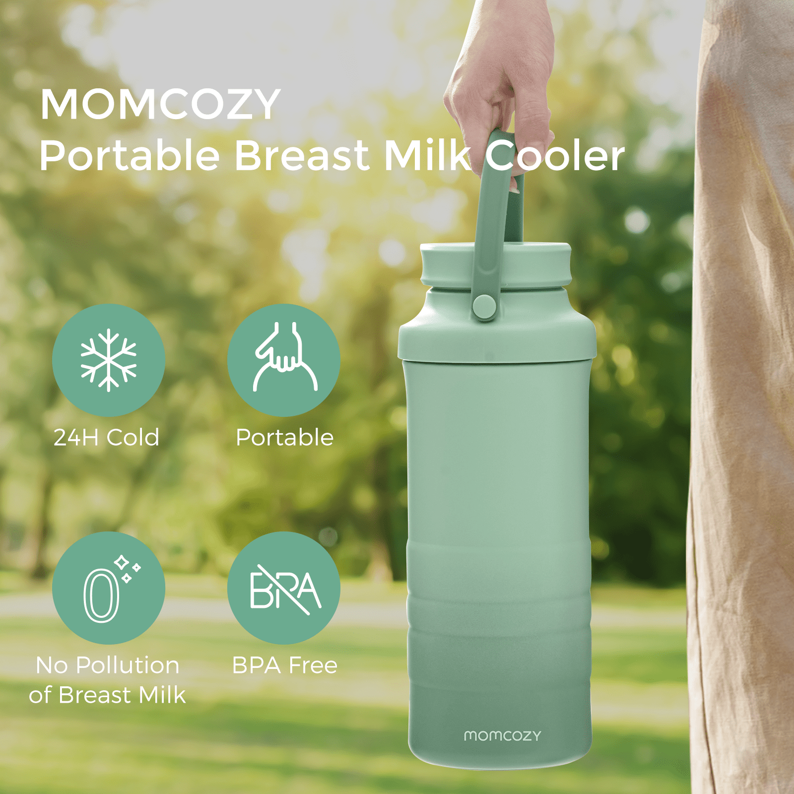 Momcozy 22oz Portable Breast Milk Cooler with 2 Bottles - 24 Hour Cooling