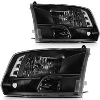 AUTOMUTO Headlight Assembly Black Housing Clear Reflector Clear Lens for Dodge Ram 1500 2009-2010,for Dodge Ram 2500 2010,for Dodge Ram 3500 2010,for Ram 1500 2011-2018