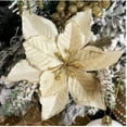 thumbnail image 5 of 12 Pack Gold Xmas Glitter Poinsettia 5.1 inch Artificial Flowers Christmas Tree Decorations Clearance Ornaments, 5 of 7