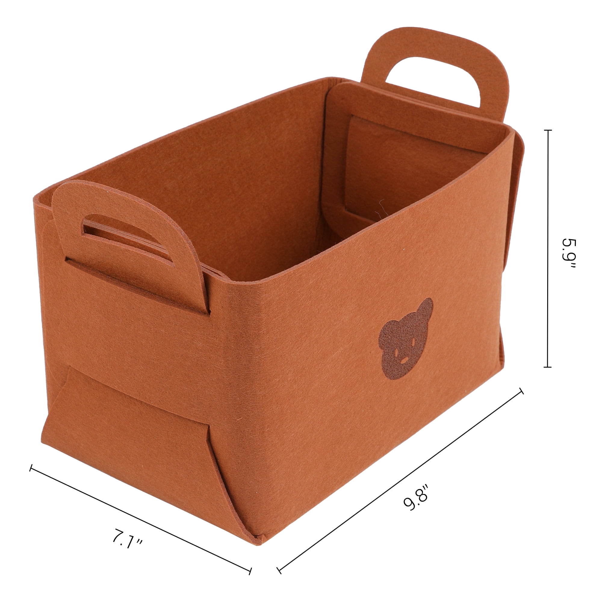 Unique Bargains Set of 3 Collapsible Storage Bins Brown 9.8*7.1*5.9in