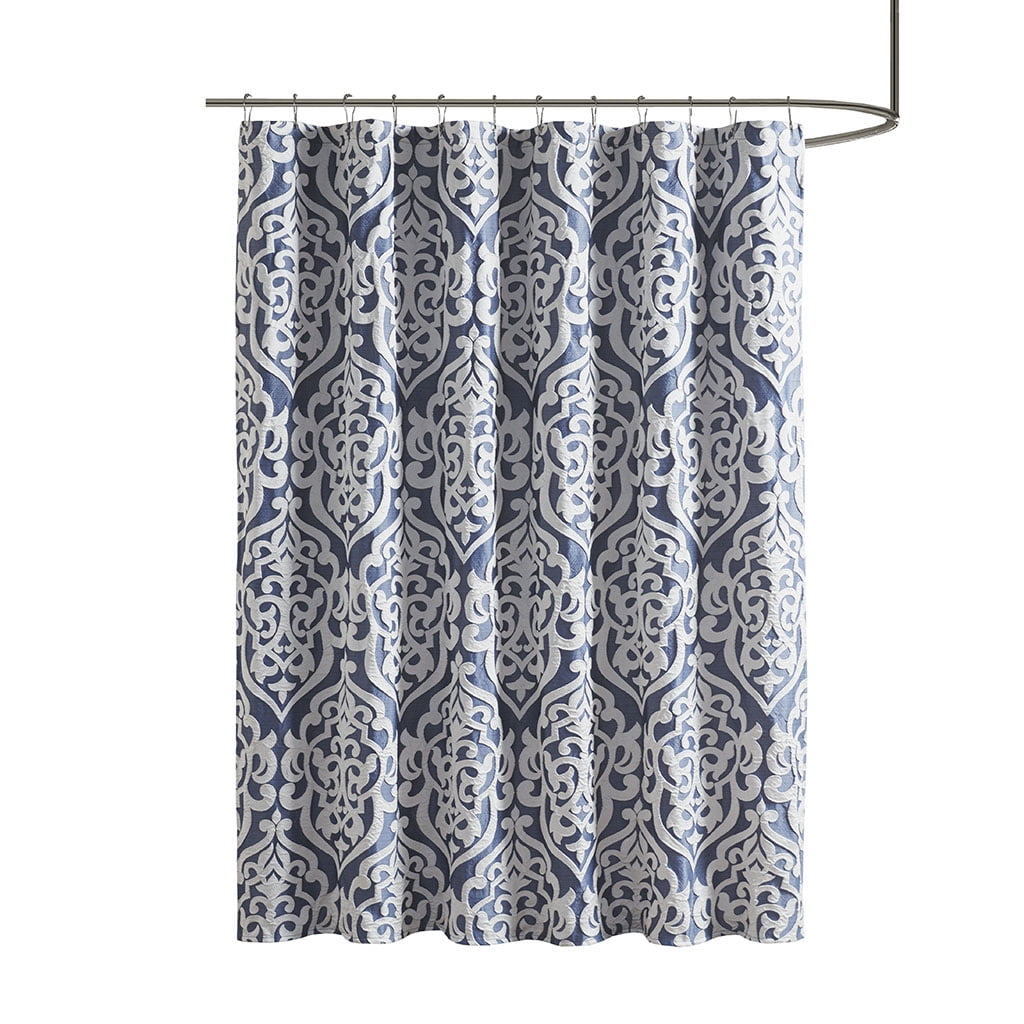 MAYEERTY Jacquard Shower Curtain, 72" x 72", Silver, Cotton