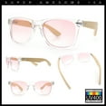 thumbnail image 2 of Hipster Bamboo Wood Arm Rectangle Clear Horn Rim Plastic Sunglasses Clear - Pink, 2 of 8