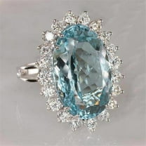 Harry Chad Enterprises 62294 Solitaire with Accent 7.50 CT Aquamarine & Diamonds Ring, 14K Gold - Size 6.5
