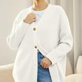 thumbnail image 3 of VISALY Cropped Cardigan Long Sleeve Cardigan Women's Cardigan Front Oversized Lightweight Sweaters V Neck Loose Cardigans Knit Outwear Button Down Cardigans Chunky Cardigan Sweaters White Xl, 3 of 7